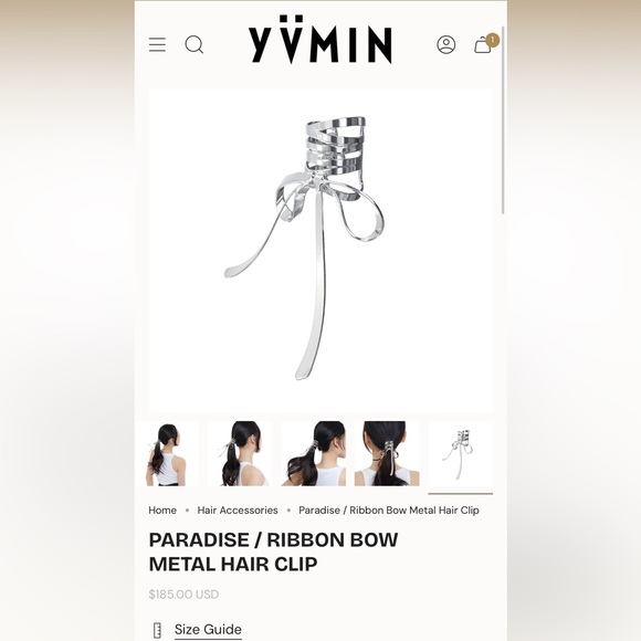 YVMIN NWOT Ultrachic Silver Hair Ribbon Bow - Picture 2 of 14